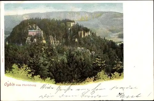 Ak Oybin Zittauer Gebirge, Ort vom Pferdeberg gesehen