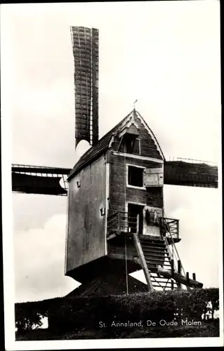 Ak Sint Annaland Zeeland Niederlande, De Oude Molen