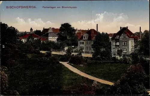 Ak Bischofswerda in Sachsen, Parkanlagen am Bischofsplatz