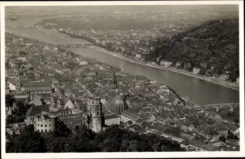 Ak Heidelberg am Neckar, Blick vom Rindenhäuschen auf Schloss und Stadt Heidelberg