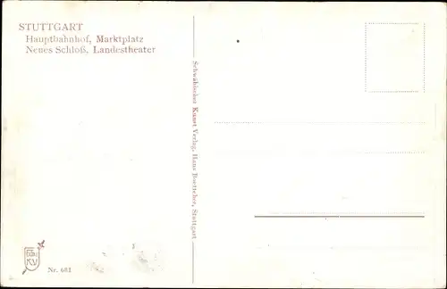 Ak Stuttgart in Württemberg, Hauptbahnhof, Marktplatz, Neues Schloss, Landestheater
