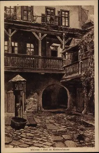 Ak Weimar in Thüringen, Hof im Krakowhause