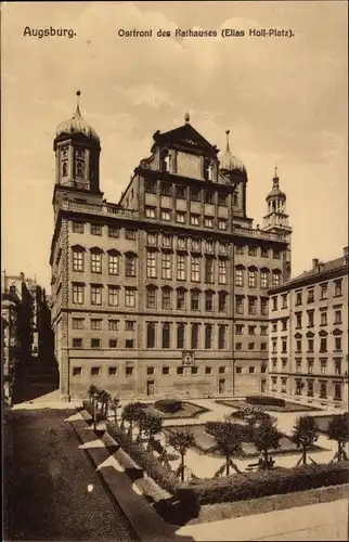 Ak Augsburg in Schwaben, Ostfront des Rathauses, Elias Holl Platz