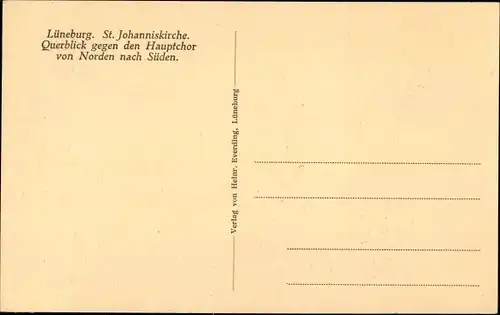 Ak Lüneburg, St. Johanniskirche, Querblick gegen den Hauptchor von Norden nach Süden