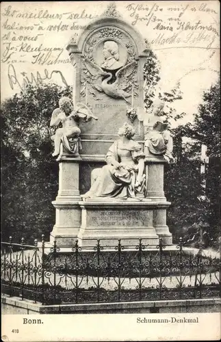 Ak Bonn am Rhein, Schumann-Denkmal