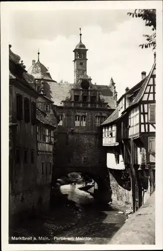 Ak Marktbreit am Main, Flusspartie am Maintor, Fachwerkhaus