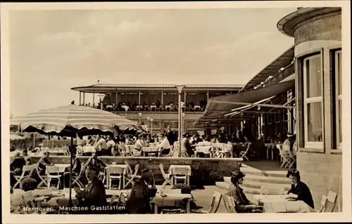Ak Hannover in Niedersachsen, Maschsee Gaststätten mit Terrasse