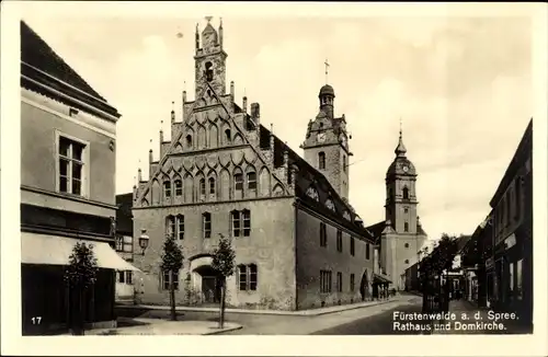 Ak Fürstenwalde an der Spree, Rathaus und Domkirche