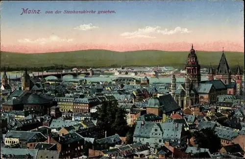 Ak Mainz am Rhein, Blick von Stephanskirche