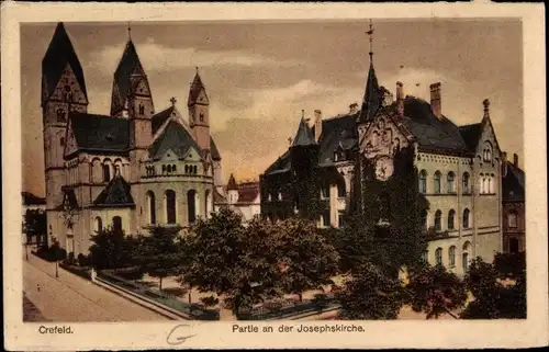 Ak Krefeld in Westfalen, Partie an der Josephs Kirche