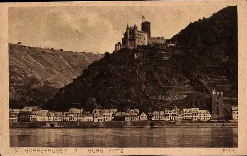 Ak Sankt Goarshausen am Rhein, Burg Katz