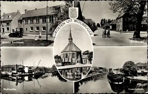 Ak Woubrugge Jacobswoude Südholland, Dokter Lothlaan, Herv. Kerk, Kerkstraat, Hollandia