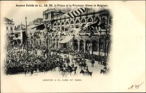 Ak Bruxelles Brüssel, Entree de le Prince et la Princesse Albert de Belgique, Arrivee a la Gare