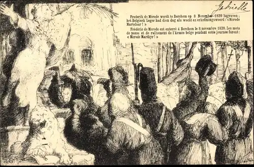 Künstler Ak Berchem Flandern Antwerpen, Frederic de Merode est enterre a Barchen 1830