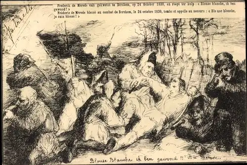 Ak Berchem Flandern Antwerpen, Frederic de Merode blesse au combat, 1830