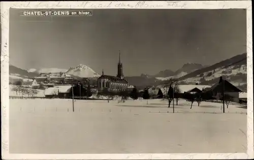 Ak Châtel Saint Denis Kanton Freiburg, en hiver, Winter