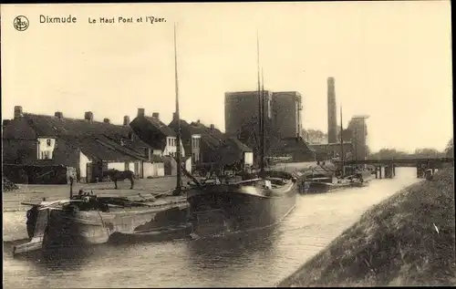 Ak Diksmuide Dixmude Westflandern, Le Haut Pont et l'Yser
