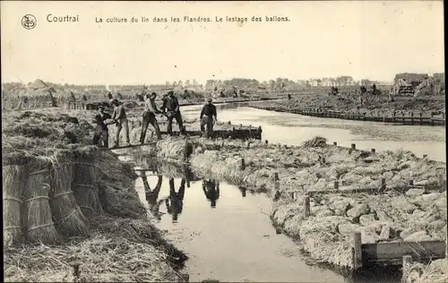 Ak Kortrijk Courtrai Westflandern, La Lys, Le Rouissage