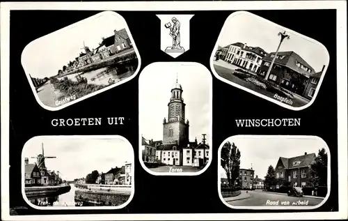 Ak Winschoten Groningen Niederlande, Bosplein, Toren, Trekweg