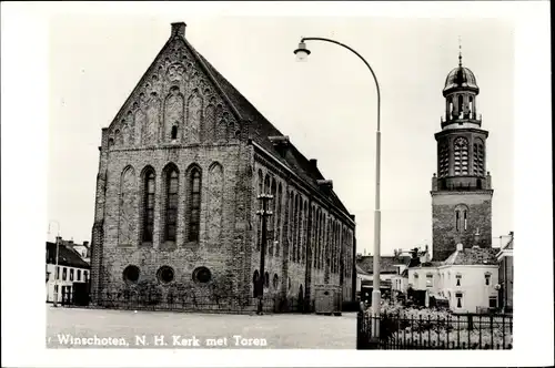Ak Winschoten Groningen Niederlande, Ned. Herv. Kerk met Toren