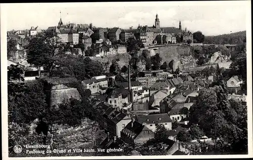 Ak Luxemburg, Faubourg du Grund et Ville haute, Vue générale
