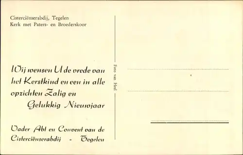 Ak Tegelen Heidenend Venlo Limburg Niederlande, Cistercienserabdij, Kerk met Paterskoor