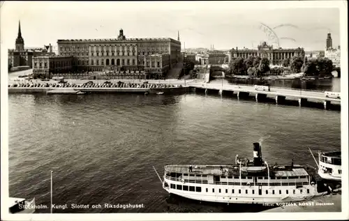 Ak Stockholm Schweden, Kungl. Slottet och Riksdagshuset