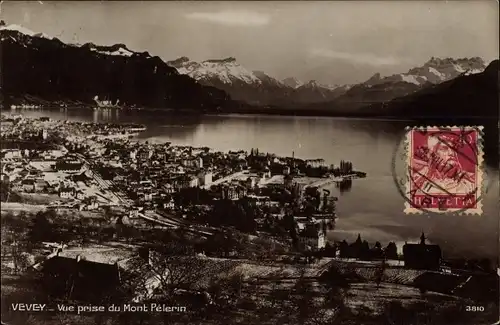 Ak Vevey Kanton Waadt, prise du Mont Pelerin