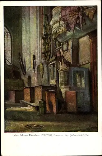 Künstler Ak Julius Schrag, Gdańsk Danzig, Inneres der Johanniskirche