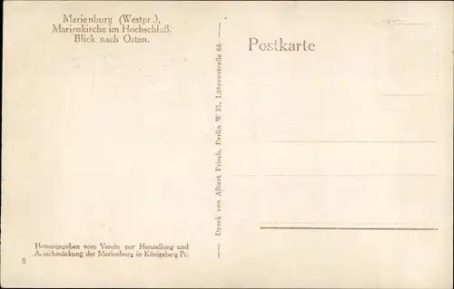 Ak Malbork Marienburg Westpreußen, Marienkirche im Hochschloss, Blick nach Osten