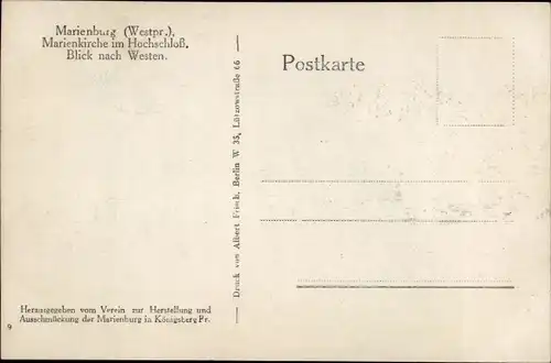 Ak Malbork Marienburg Westpreußen, Marienkirche im Hochschloss, Innenansicht, Blick nach Westen