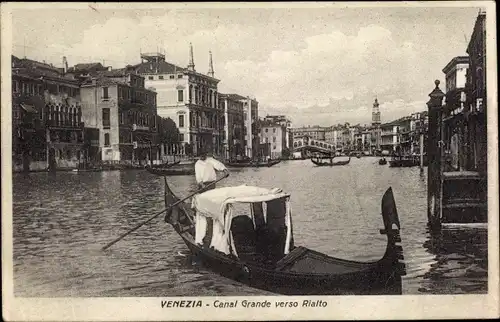 Ak Venezia Venedig Veneto, Canal Grande verso Rialto, Gondeln