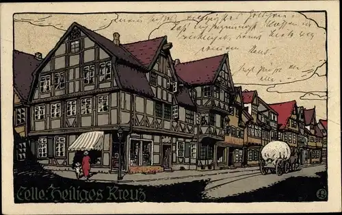 Steindruck Ak Celle in Niedersachsen, Heiliges Kreuz