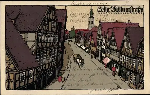 Steindruck Ak Celle in Niedersachsen, Zöllnerstraße