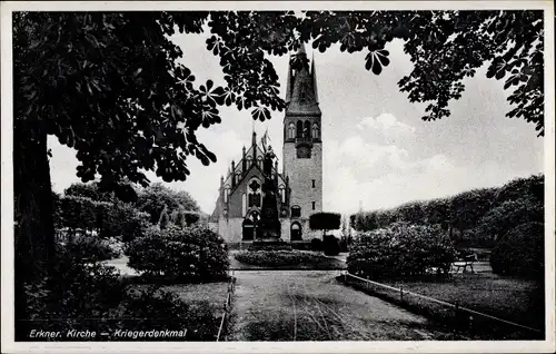 Ak Erkner in Brandenburg, Kirche, Kriegerdenkmal