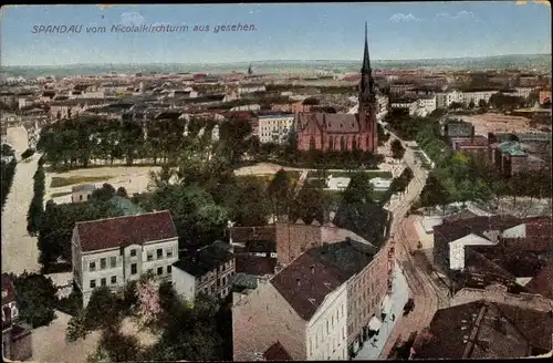 Ak Berlin Spandau, Panorama, Blick vom Nicolaikirchturm