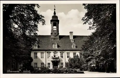 Ak Elsterwerda in Brandenburg, Schloss, Frontansicht mit Garten