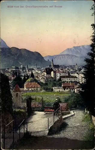 Ak Bozen Bolzano Südtirol, Blick von der Oswaldpromenade