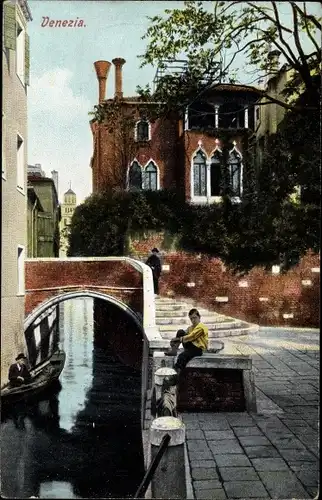 Ak Venezia Venedig Veneto, Kanalpartie