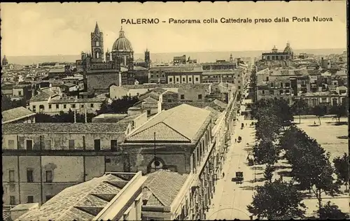 Ak Palermo Sizilien Sicilia Italien, Panorama colla Cattedrale preso dalla Porta Nuova