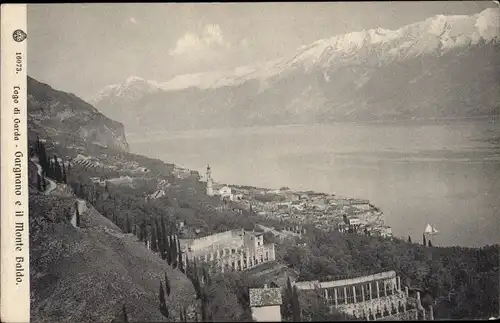 Ak Gargnano Lago di Garda Lombardia, Panorama, Monte Baldo