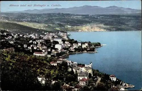 Ak Abbazia Kroatien, Totale mit Mattuglie und Castello, Purger Nr 8125