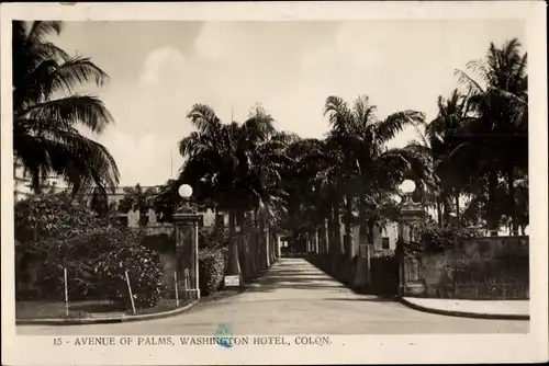 Ak Colón Panama, Avenue of Palms, Washington Hotel