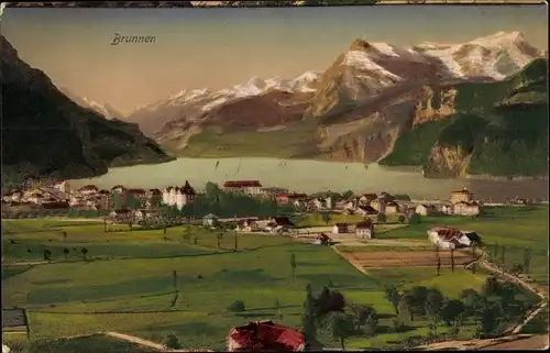 Ak Brunnen Kt Schwyz, Gesamtansicht