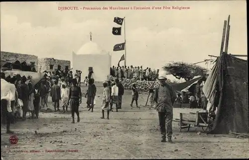 Ak Djibouti Dschibuti, Procession mahometane, fete religieuse