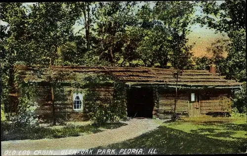 Ak Peoria Illinois USA, Old Log Cabin, Glen Oak Park