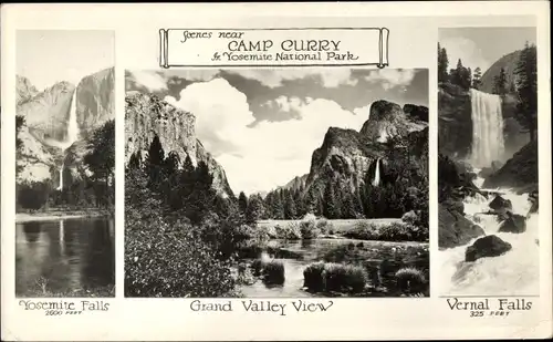 Ak Yosemite National Park Kalifornien USA, Yosemite Falls, Vernal Falls, Grand Valley View