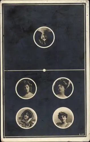 Ak Portraits verschiedener Frauen, Foto Reutlinger