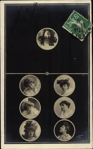 Ak Portraits verschiedener Frauen, Foto Reutlinger
