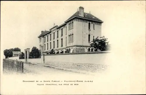 Ak Villiers sur Marne Val de Marne, Pensionnat de la Sainte Famille, Façade principale